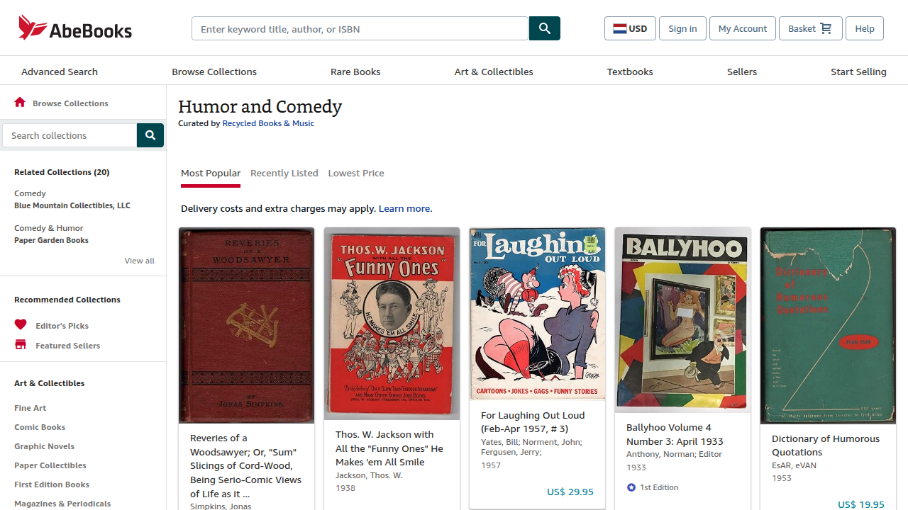 The AbeBooks Humor and Comedy Collections page offers a curated starting point for exploring various subgenres of funny books.