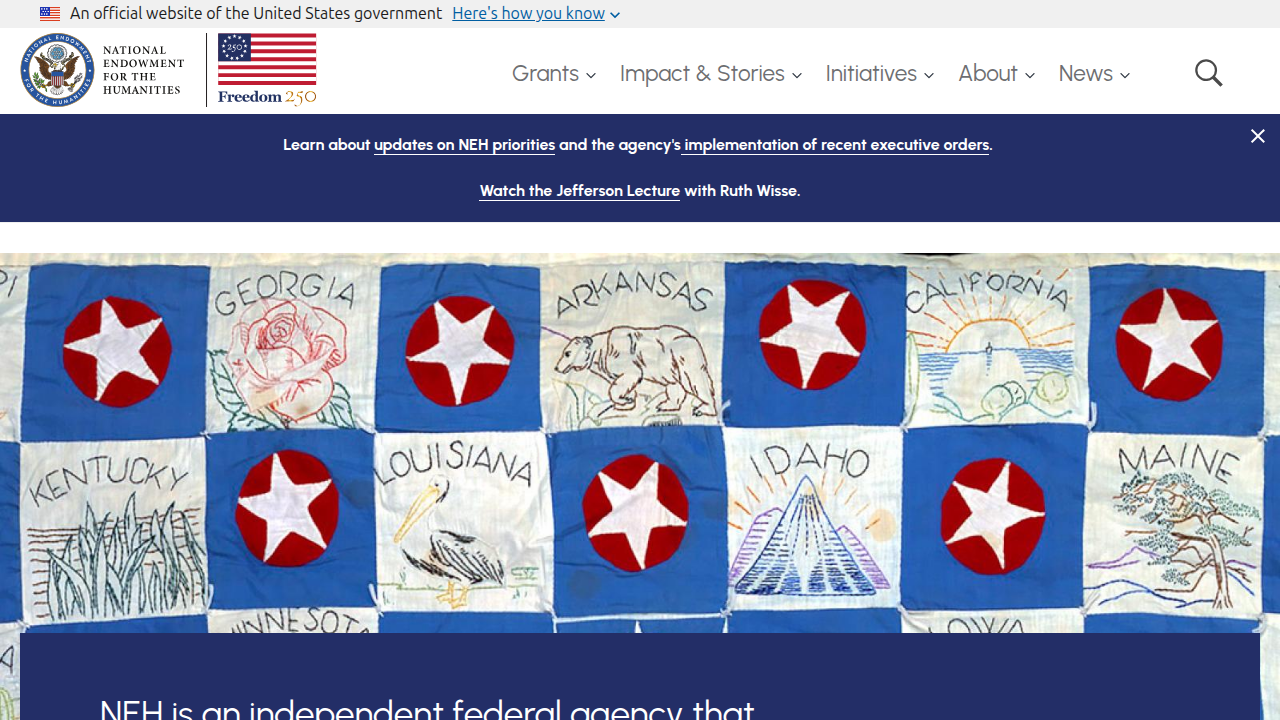 The National Endowment for the Humanities supports cultural and literary programs.