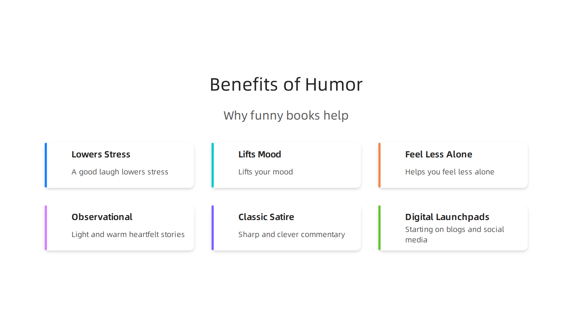 Humor literature offers multiple psychological and social benefits, making it an essential escape in busy times.