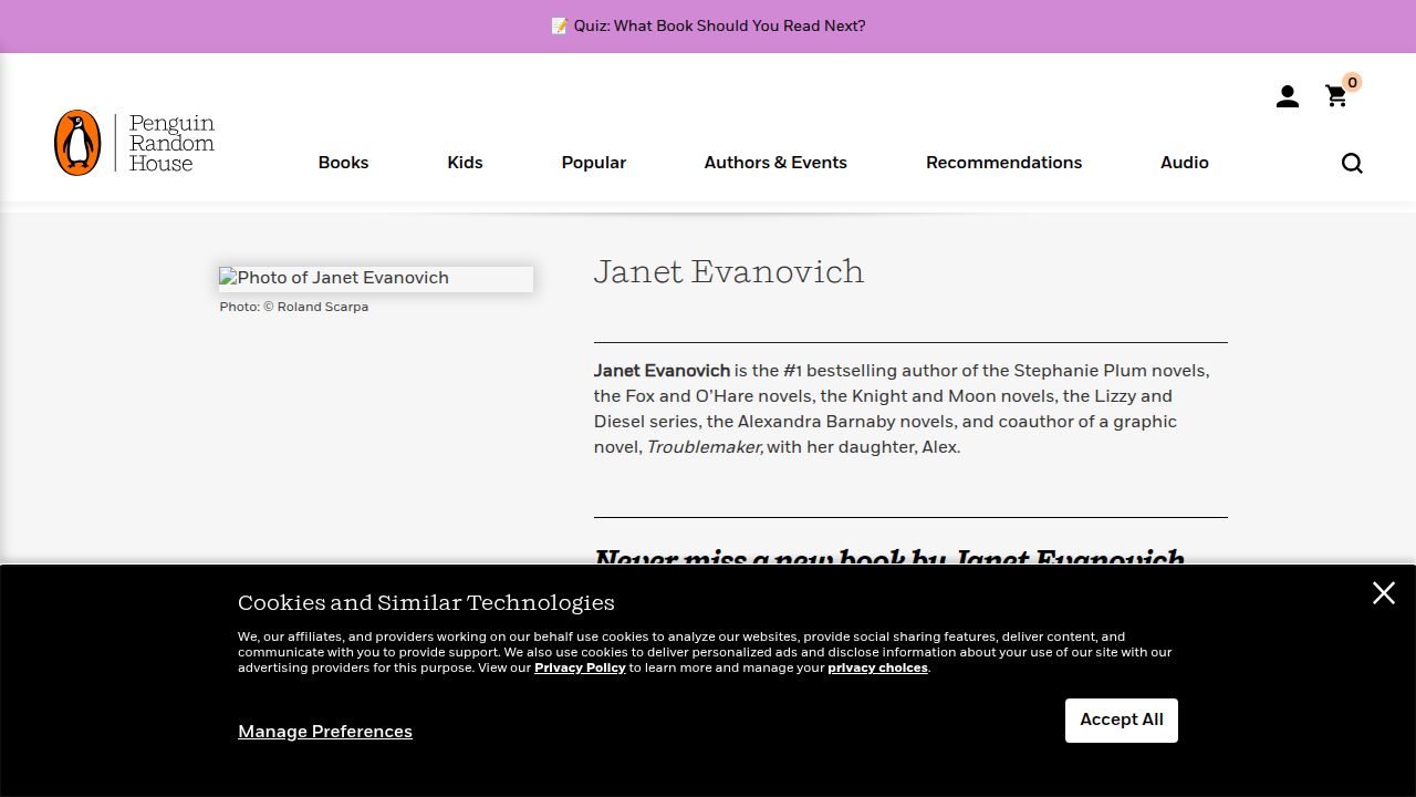 Discover more about New York Times bestselling author Janet Evanovich and her popular Stephanie Plum series on Penguin Random House's official website.