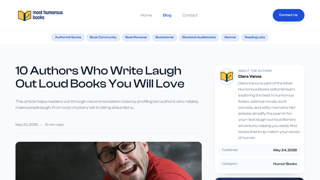 Find more recommendations for authors who write laugh-out-loud books on the Most Humorous Books blog.