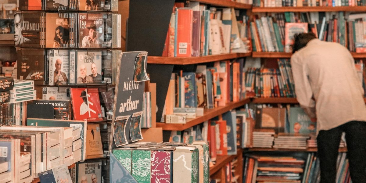 A person leisurely exploring the shelves of a unique, independent bookstore, enjoying the atmosphere and variety.