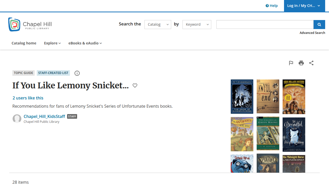 Explore recommended reads for fans of Lemony Snicket's style on Bibliocommons.
